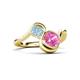 3 - Nerida 1.57 ctw Cushion Shape Created Pink Sapphire & Princess Shape Aquamarine Women Toi Et Moi Wave Engagement Ring 