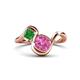1 - Nerida 1.57 ctw Cushion Shape Created Pink Sapphire & Princess Shape Green Garnet Women Toi Et Moi Wave Engagement Ring 