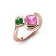 4 - Nerida 1.57 ctw Cushion Shape Created Pink Sapphire & Princess Shape Green Garnet Women Toi Et Moi Wave Engagement Ring 