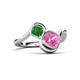 3 - Nerida 1.57 ctw Cushion Shape Created Pink Sapphire & Princess Shape Green Garnet Women Toi Et Moi Wave Engagement Ring 