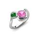 4 - Nerida 1.57 ctw Cushion Shape Created Pink Sapphire & Princess Shape Green Garnet Women Toi Et Moi Wave Engagement Ring 