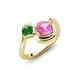 4 - Nerida 1.57 ctw Cushion Shape Created Pink Sapphire & Princess Shape Green Garnet Women Toi Et Moi Wave Engagement Ring 