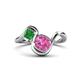 1 - Nerida 1.57 ctw Cushion Shape Created Pink Sapphire & Princess Shape Green Garnet Women Toi Et Moi Wave Engagement Ring 