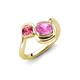 4 - Nerida 1.57 ctw Cushion Shape Created Pink Sapphire & Princess Shape Pink Tourmaline Women Toi Et Moi Wave Engagement Ring 