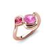 4 - Nerida 1.57 ctw Cushion Shape Created Pink Sapphire & Princess Shape Pink Tourmaline Women Toi Et Moi Wave Engagement Ring 
