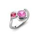 4 - Nerida 1.57 ctw Cushion Shape Created Pink Sapphire & Princess Shape Pink Tourmaline Women Toi Et Moi Wave Engagement Ring 
