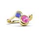 3 - Nerida 1.60 ctw Cushion Shape Created Pink Sapphire & Princess Shape Tanzanite Women Toi Et Moi Wave Engagement Ring 