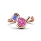 1 - Nerida 1.60 ctw Cushion Shape Created Pink Sapphire & Princess Shape Tanzanite Women Toi Et Moi Wave Engagement Ring 