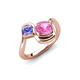 4 - Nerida 1.60 ctw Cushion Shape Created Pink Sapphire & Princess Shape Tanzanite Women Toi Et Moi Wave Engagement Ring 