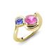 4 - Nerida 1.60 ctw Cushion Shape Created Pink Sapphire & Princess Shape Tanzanite Women Toi Et Moi Wave Engagement Ring 