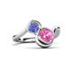 3 - Nerida 1.60 ctw Cushion Shape Created Pink Sapphire & Princess Shape Tanzanite Women Toi Et Moi Wave Engagement Ring 