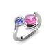 4 - Nerida 1.60 ctw Cushion Shape Created Pink Sapphire & Princess Shape Tanzanite Women Toi Et Moi Wave Engagement Ring 