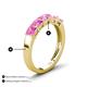 5 - Wendy 1.70 ctw (4.00 mm) Cushion Shape Created Pink Sapphire Side Gallery 5 Stone Wedding Band 