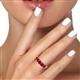 6 - Wendy 2.20 ctw (4.00 mm) Cushion Shape Created Ruby Side Gallery 5 Stone Wedding Band 
