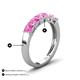 5 - Wendy 1.70 ctw (4.00 mm) Cushion Shape Created Pink Sapphire Side Gallery 5 Stone Wedding Band 