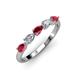 3 - Grace Pear Cut Ruby and Diamond 5 Stone Wedding Band 