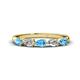 1 - Grace Pear Cut Blue Topaz and Diamond 5 Stone Wedding Band 