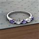 2 - Grace Pear Cut Iolite and Diamond 5 Stone Wedding Band 