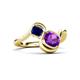 3 - Nerida 1.12 ctw Cushion Shape Amethyst and Princess Shape Created Blue Sapphire Women Toi Et Moi Wave Engagement Ring 