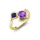 4 - Nerida 1.12 ctw Cushion Shape Amethyst and Princess Shape Created Blue Sapphire Women Toi Et Moi Wave Engagement Ring 