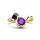 1 - Nerida 1.12 ctw Cushion Shape Amethyst and Princess Shape Created Blue Sapphire Women Toi Et Moi Wave Engagement Ring 
