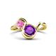 1 - Nerida 1.25 ctw Cushion Shape Amethyst and Princess Shape Created Pink Sapphire Women Toi Et Moi Wave Engagement Ring 