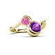 3 - Nerida 1.25 ctw Cushion Shape Amethyst and Princess Shape Created Pink Sapphire Women Toi Et Moi Wave Engagement Ring 