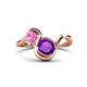 1 - Nerida 1.25 ctw Cushion Shape Amethyst and Princess Shape Created Pink Sapphire Women Toi Et Moi Wave Engagement Ring 