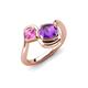 4 - Nerida 1.25 ctw Cushion Shape Amethyst and Princess Shape Created Pink Sapphire Women Toi Et Moi Wave Engagement Ring 