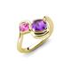 4 - Nerida 1.25 ctw Cushion Shape Amethyst and Princess Shape Created Pink Sapphire Women Toi Et Moi Wave Engagement Ring 