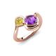 4 - Nerida 1.25 ctw Cushion Shape Amethyst and Princess Shape Created Yellow Sapphire Women Toi Et Moi Wave Engagement Ring 