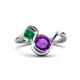 1 - Nerida 1.12 ctw Cushion Shape Amethyst and Princess Shape Created Emerald Women Toi Et Moi Wave Engagement Ring 