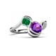 3 - Nerida 1.12 ctw Cushion Shape Amethyst and Princess Shape Created Emerald Women Toi Et Moi Wave Engagement Ring 