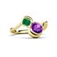 3 - Nerida 1.12 ctw Cushion Shape Amethyst and Princess Shape Created Emerald Women Toi Et Moi Wave Engagement Ring 