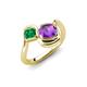 4 - Nerida 1.12 ctw Cushion Shape Amethyst and Princess Shape Created Emerald Women Toi Et Moi Wave Engagement Ring 