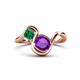 1 - Nerida 1.12 ctw Cushion Shape Amethyst and Princess Shape Created Emerald Women Toi Et Moi Wave Engagement Ring 