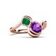 3 - Nerida 1.12 ctw Cushion Shape Amethyst and Princess Shape Created Emerald Women Toi Et Moi Wave Engagement Ring 