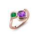 4 - Nerida 1.12 ctw Cushion Shape Amethyst and Princess Shape Created Emerald Women Toi Et Moi Wave Engagement Ring 