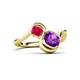 3 - Nerida 1.12 ctw Cushion Shape Amethyst and Princess Shape Created Ruby Women Toi Et Moi Wave Engagement Ring 