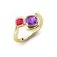4 - Nerida 1.12 ctw Cushion Shape Amethyst and Princess Shape Created Ruby Women Toi Et Moi Wave Engagement Ring 