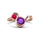 1 - Nerida 1.12 ctw Cushion Shape Amethyst and Princess Shape Created Ruby Women Toi Et Moi Wave Engagement Ring 