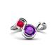 1 - Nerida 1.12 ctw Cushion Shape Amethyst and Princess Shape Created Ruby Women Toi Et Moi Wave Engagement Ring 