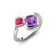 4 - Nerida 1.12 ctw Cushion Shape Amethyst and Princess Shape Created Ruby Women Toi Et Moi Wave Engagement Ring 