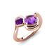 4 - Nerida 1.12 ctw Cushion & Princess Shape Amethyst Women Toi Et Moi Wave Engagement Ring 