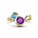 1 - Nerida 1.15 ctw Cushion Shape Amethyst and Princess Shape Blue Topaz Women Toi Et Moi Wave Engagement Ring 