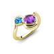4 - Nerida 1.15 ctw Cushion Shape Amethyst and Princess Shape Blue Topaz Women Toi Et Moi Wave Engagement Ring 