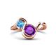 1 - Nerida 1.15 ctw Cushion Shape Amethyst and Princess Shape Blue Topaz Women Toi Et Moi Wave Engagement Ring 