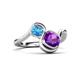 3 - Nerida 1.15 ctw Cushion Shape Amethyst and Princess Shape Blue Topaz Women Toi Et Moi Wave Engagement Ring 