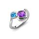 4 - Nerida 1.15 ctw Cushion Shape Amethyst and Princess Shape Blue Topaz Women Toi Et Moi Wave Engagement Ring 