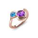 4 - Nerida 1.15 ctw Cushion Shape Amethyst and Princess Shape Blue Topaz Women Toi Et Moi Wave Engagement Ring 